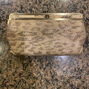 Leopard & gold fleck suede Lauren hobo wallet